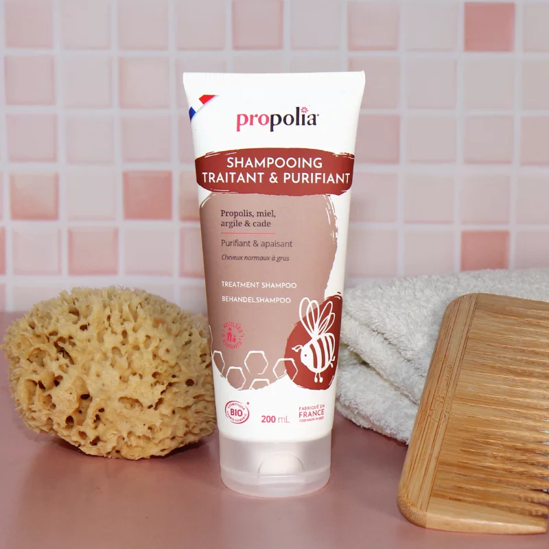 shampoing-traitant SHAMPOING TRAITANT CERTIFIÉ BIO PROPOLIS, MIEL, ARGILE et CADE – Image 1